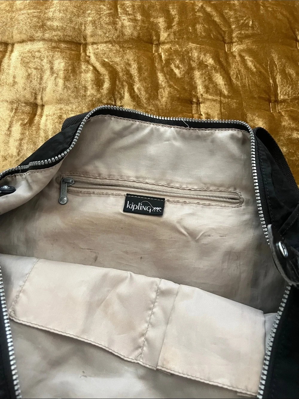 Kipling Black Travel Tote Bag with Front Zip Pocket